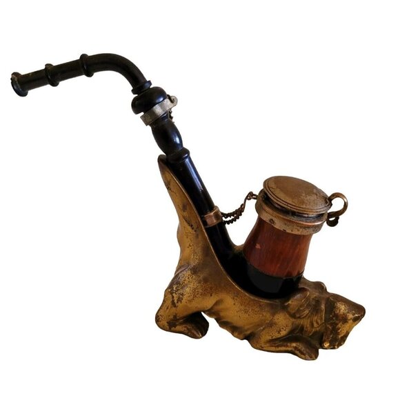 Unbranded Other - Vintage BRASS Ronson Pipe Rest Holder Scottish Terrier dog With PIPE Complete